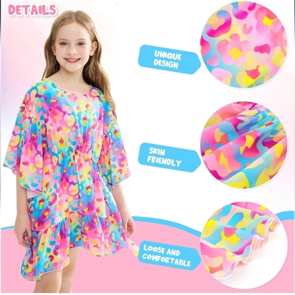 Beach Cover Up for Girls Leopard Swim Bathing Suit Coverup Size OSFM - Picture 4 of 10